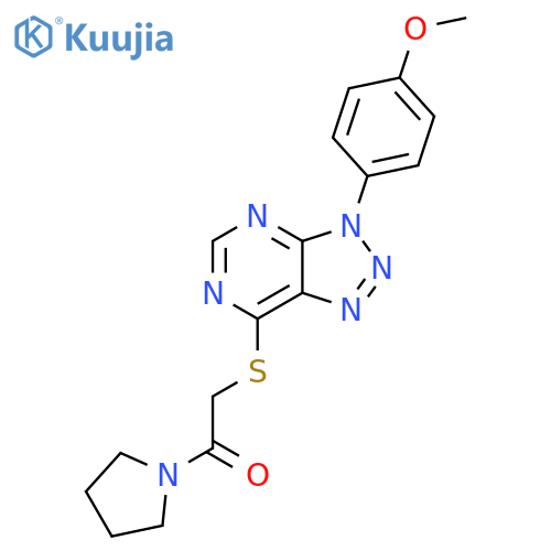 2-{3-(4-methoxyphenyl)-3H-1,2,3triazolo4,5-dpyrimidin-7-ylsulfanyl}-1-(pyrrolidin-1-yl)ethan-1-one structure