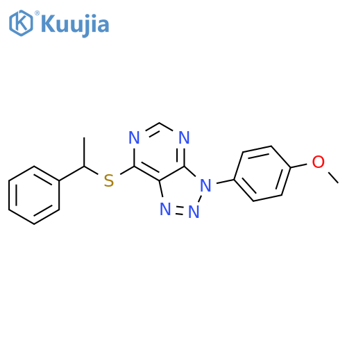 3-(4-methoxyphenyl)-7-(1-phenylethyl)sulfanyl-3H-1,2,3triazolo4,5-dpyrimidine structure