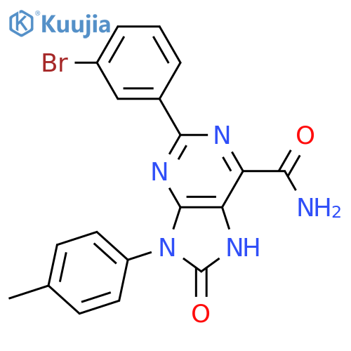 2-(3-bromophenyl)-9-(4-methylphenyl)-8-oxo-8,9-dihydro-7H-purine-6-carboxamide structure
