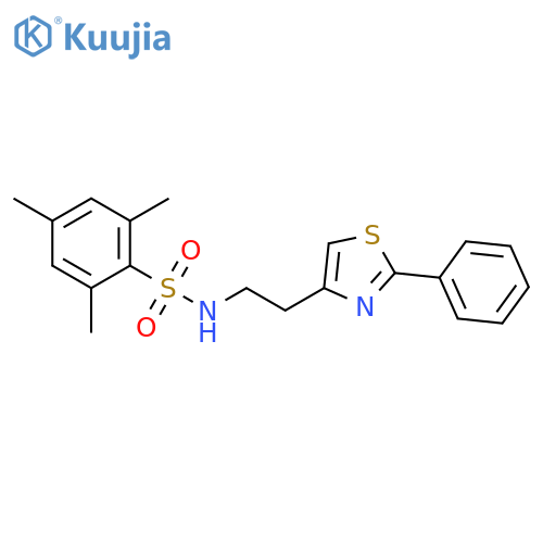 2,4,6-trimethyl-N-2-(2-phenyl-1,3-thiazol-4-yl)ethylbenzene-1-sulfonamide structure