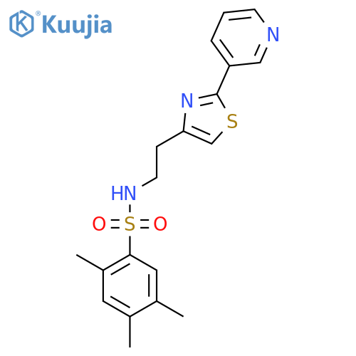 2,4,5-trimethyl-N-{2-2-(pyridin-3-yl)-1,3-thiazol-4-ylethyl}benzene-1-sulfonamide structure