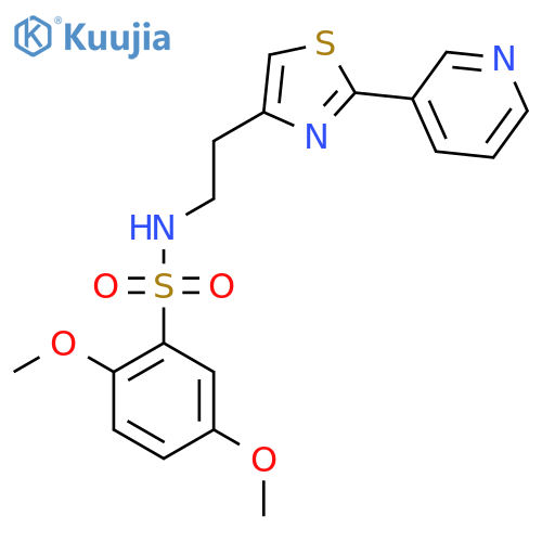 2,5-dimethoxy-N-{2-2-(pyridin-3-yl)-1,3-thiazol-4-ylethyl}benzene-1-sulfonamide structure