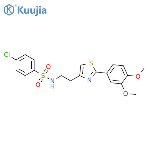 4-chloro-N-{2-2-(3,4-dimethoxyphenyl)-1,3-thiazol-4-ylethyl}benzene-1-sulfonamide structure