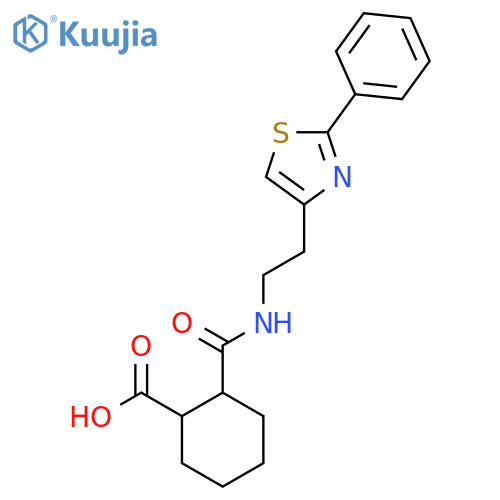 2-{2-(2-phenyl-1,3-thiazol-4-yl)ethylcarbamoyl}cyclohexane-1-carboxylic acid structure