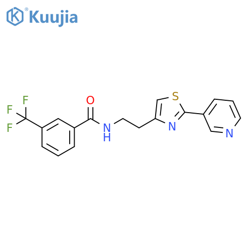 N-{2-2-(pyridin-3-yl)-1,3-thiazol-4-ylethyl}-3-(trifluoromethyl)benzamide structure