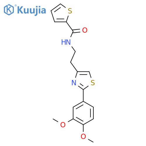 N-{2-2-(3,4-dimethoxyphenyl)-1,3-thiazol-4-ylethyl}thiophene-2-carboxamide structure