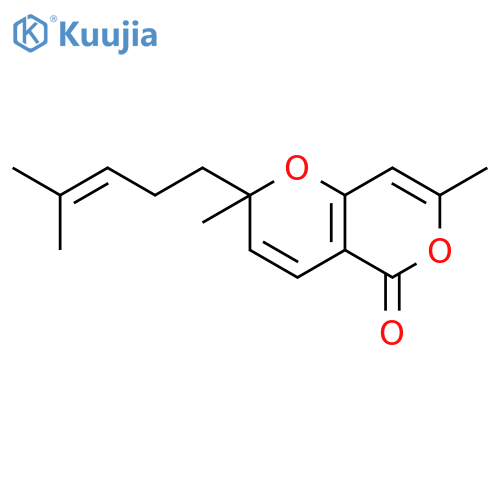 2H,5H-Pyrano[4,3-b]pyran-5-one, 2,7-dimethyl-2-(4-methyl-3-pentenyl)- structure