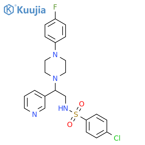 4-chloro-N-{2-4-(4-fluorophenyl)piperazin-1-yl-2-(pyridin-3-yl)ethyl}benzene-1-sulfonamide structure