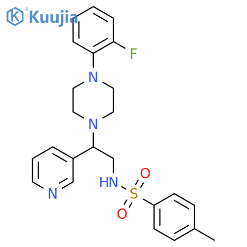 N-{2-4-(2-fluorophenyl)piperazin-1-yl-2-(pyridin-3-yl)ethyl}-4-methylbenzene-1-sulfonamide structure