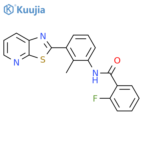 2-fluoro-N-(2-methyl-3-{1,3thiazolo5,4-bpyridin-2-yl}phenyl)benzamide structure