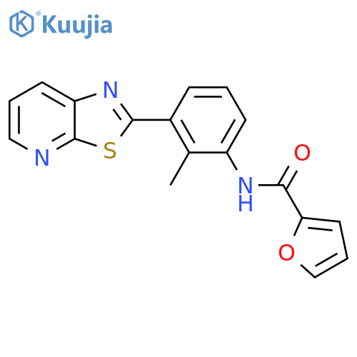 N-(2-methyl-3-{1,3thiazolo5,4-bpyridin-2-yl}phenyl)furan-2-carboxamide structure