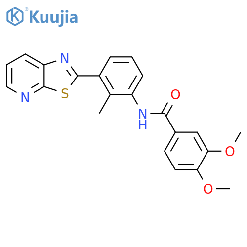 3,4-dimethoxy-N-(2-methyl-3-{1,3thiazolo5,4-bpyridin-2-yl}phenyl)benzamide structure