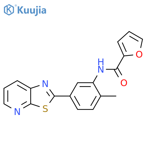 N-(2-methyl-5-{1,3thiazolo5,4-bpyridin-2-yl}phenyl)furan-2-carboxamide structure