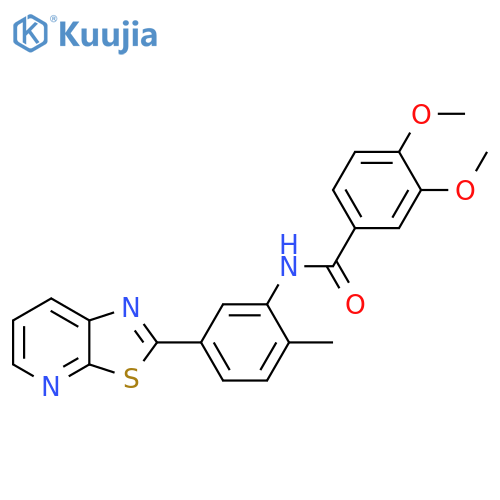 3,4-dimethoxy-N-(2-methyl-5-{1,3thiazolo5,4-bpyridin-2-yl}phenyl)benzamide structure