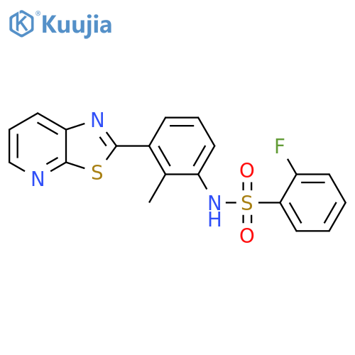 2-fluoro-N-(2-methyl-3-{1,3thiazolo5,4-bpyridin-2-yl}phenyl)benzene-1-sulfonamide structure