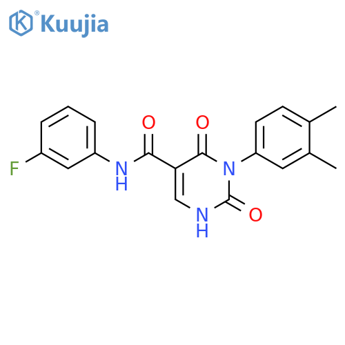 3-(3,4-dimethylphenyl)-N-(3-fluorophenyl)-2,4-dioxo-1,2,3,4-tetrahydropyrimidine-5-carboxamide structure