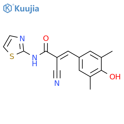 2-cyano-3-(4-hydroxy-3,5-dimethylphenyl)-N-(1,3-thiazol-2-yl)prop-2-enamide structure