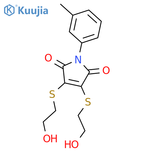 1H-PYRROLE-2,5-DIONE, 3,4-BIS[(2-HYDROXYETHYL)THIO]-1-(3-METHYLPHENYL)- structure