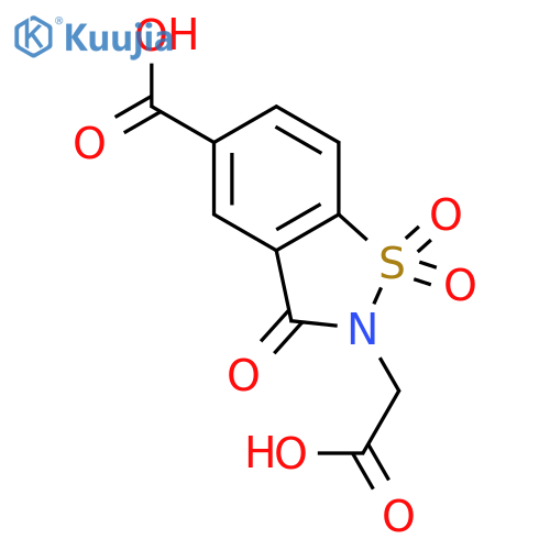 1,2-Benzisothiazole-2(3H)-acetic acid, 5-carboxy-3-oxo-, 1,1-dioxide structure