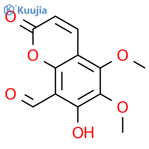 2H-1-Benzopyran-8-carboxaldehyde, 7-hydroxy-5,6-dimethoxy-2-oxo- structure