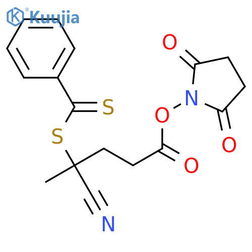 Benzenecarbodithioic acid,1-cyano-4-[(2,5-dioxo-1-pyrrolidinyl)oxy]-1-methyl-4-oxobutyl ester structure