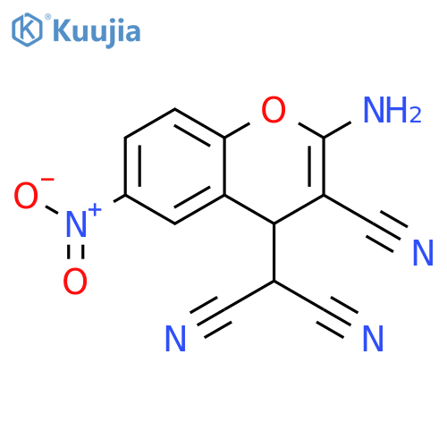 Propanedinitrile, (2-amino-3-cyano-6-nitro-4H-1-benzopyran-4-yl)- structure