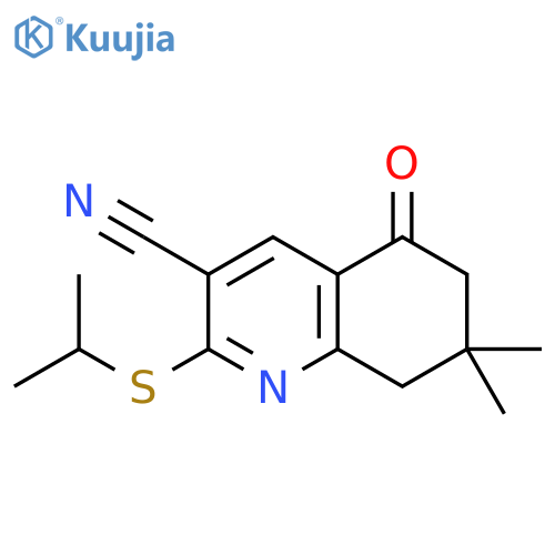 3-Quinolinecarbonitrile,5,6,7,8-tetrahydro-7,7-dimethyl-2-[(1-methylethyl)thio]-5-oxo- structure