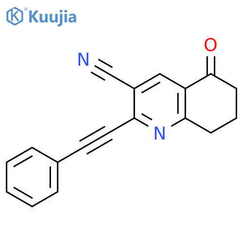 3-Quinolinecarbonitrile, 5,6,7,8-tetrahydro-5-oxo-2-(phenylethynyl)- structure