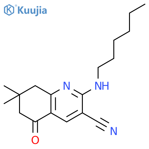 3-Quinolinecarbonitrile,2-(hexylamino)-5,6,7,8-tetrahydro-7,7-dimethyl-5-oxo- structure