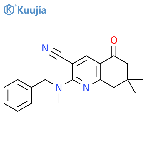 3-Quinolinecarbonitrile,5,6,7,8-tetrahydro-7,7-dimethyl-2-[methyl(phenylmethyl)amino]-5-oxo- structure