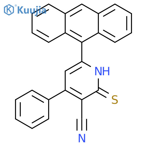 3-Pyridinecarbonitrile, 6-(9-anthracenyl)-1,2-dihydro-4-phenyl-2-thioxo- structure