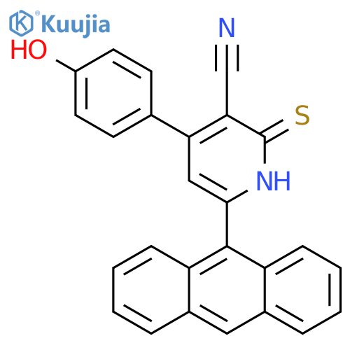 3-Pyridinecarbonitrile,6-(9-anthracenyl)-1,2-dihydro-4-(4-hydroxyphenyl)-2-thioxo- structure