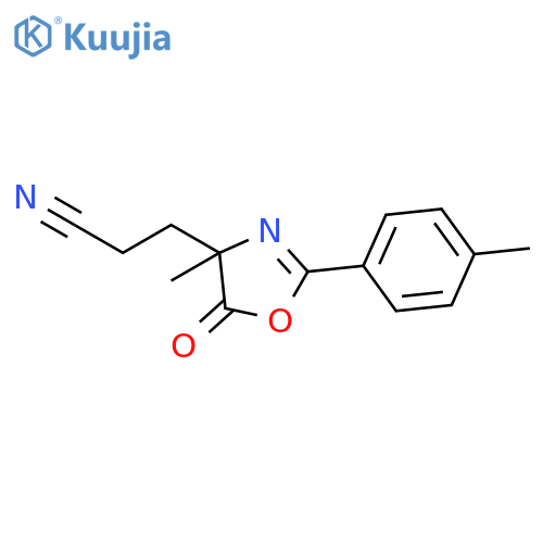 4-Oxazolepropanenitrile,4,5-dihydro-4-methyl-2-(4-methylphenyl)-5-oxo- structure