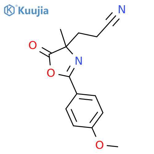 4-Oxazolepropanenitrile,4,5-dihydro-2-(4-methoxyphenyl)-4-methyl-5-oxo- structure