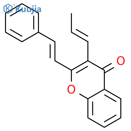 4H-1-Benzopyran-4-one, 2-[(1E)-2-phenylethenyl]-3-(1E)-1-propenyl- structure