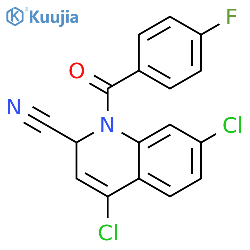 2-QUINOLINECARBONITRILE, 4,7-DICHLORO-1-(4-FLUOROBENZOYL)-1,2-DIHYDRO- structure