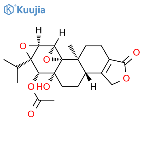 (3bS,5aR,6S,6aS,7aS,7bS,8aS,8bS)-6-(Acetyloxy)-3,3b,4,5,5a,6,6a,7a,7b,8b,9,10-dodecahydro-5a-hydroxy-8b-methyl-6a-(1-methylethyl)-1H-bisoxireno[4b,5:6,7]phenanthro[1,2-c]furan-1-one structure