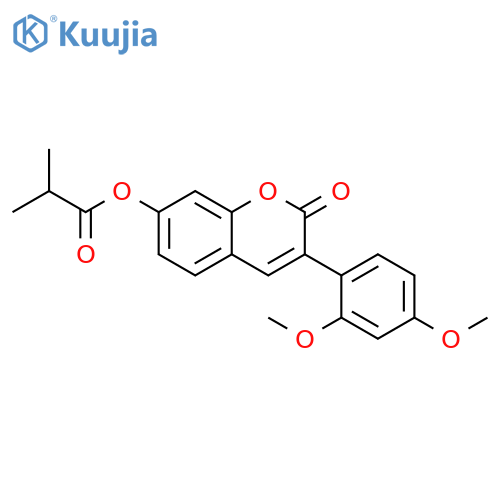 3-(2,4-dimethoxyphenyl)-2-oxo-2H-chromen-7-yl 2-methylpropanoate structure