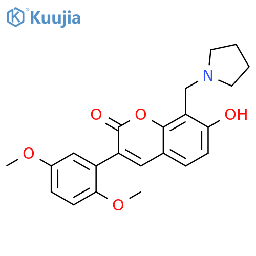 3-(2,5-dimethoxyphenyl)-7-hydroxy-8-(pyrrolidin-1-yl)methyl-2H-chromen-2-one structure