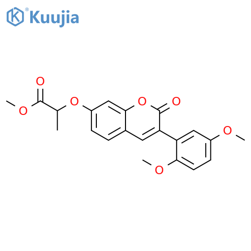 methyl 2-{3-(2,5-dimethoxyphenyl)-2-oxo-2H-chromen-7-yloxy}propanoate structure
