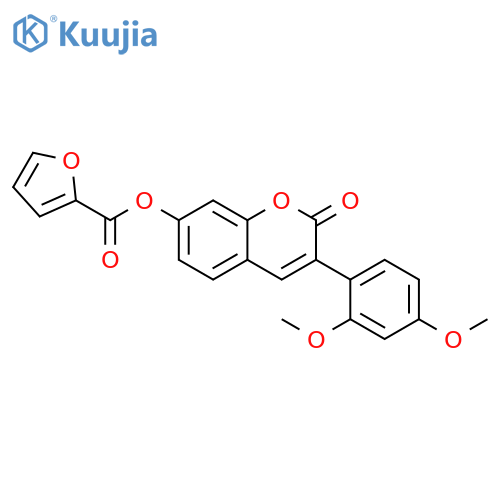 3-(2,4-dimethoxyphenyl)-2-oxo-2H-chromen-7-yl furan-2-carboxylate structure