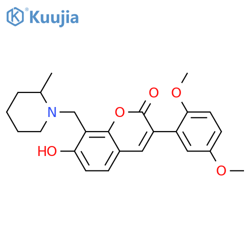 3-(2,5-dimethoxyphenyl)-7-hydroxy-8-(2-methylpiperidin-1-yl)methyl-2H-chromen-2-one structure