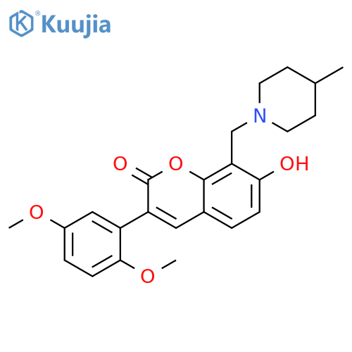 3-(2,5-dimethoxyphenyl)-7-hydroxy-8-(4-methylpiperidin-1-yl)methyl-2H-chromen-2-one structure