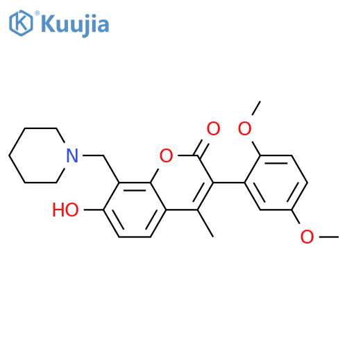 3-(2,5-dimethoxyphenyl)-7-hydroxy-4-methyl-8-(piperidin-1-yl)methyl-2H-chromen-2-one structure