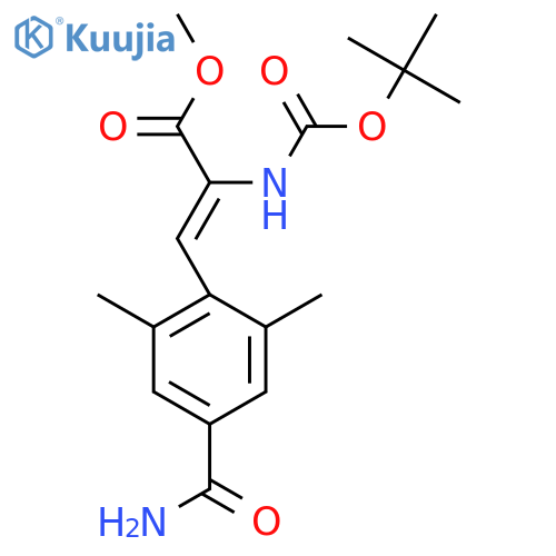(Z)-Methyl 2-((tert-butoxycarbonyl)amino)-3-(4-carbamoyl-2,6-dimethylphenyl)acrylate structure