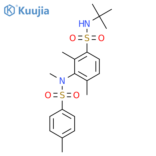 N-tert-butyl-2,4-dimethyl-3-(N-methyl4-methylbenzenesulfonamido)benzene-1-sulfonamide structure