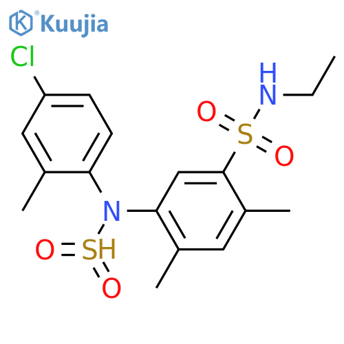 N-ethyl-2,4-dimethyl-5-(N-methyl4-chlorobenzenesulfonamido)benzene-1-sulfonamide structure