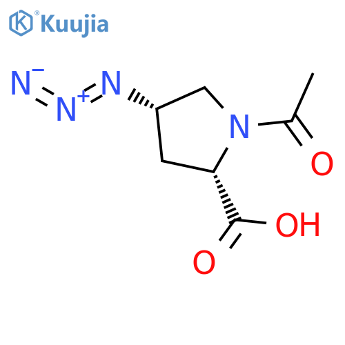 (2S,4S)-1-acetyl-4-azidopyrrolidine-2-carboxylic acid structure