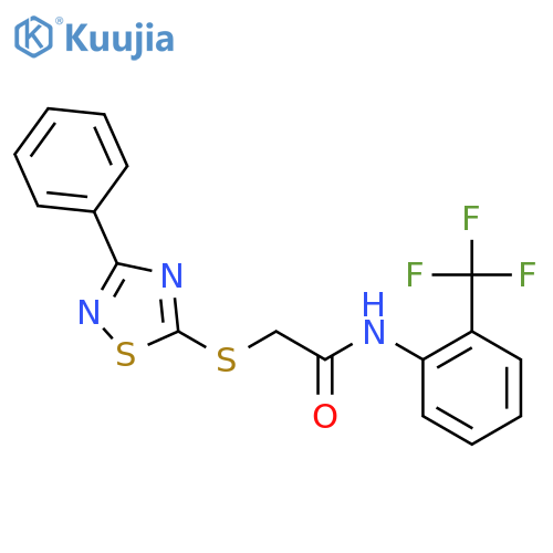 2-(3-phenyl-1,2,4-thiadiazol-5-yl)sulfanyl-N-2-(trifluoromethyl)phenylacetamide structure