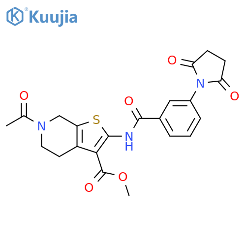 methyl 6-acetyl-2-3-(2,5-dioxopyrrolidin-1-yl)benzamido-4H,5H,6H,7H-thieno2,3-cpyridine-3-carboxylate structure